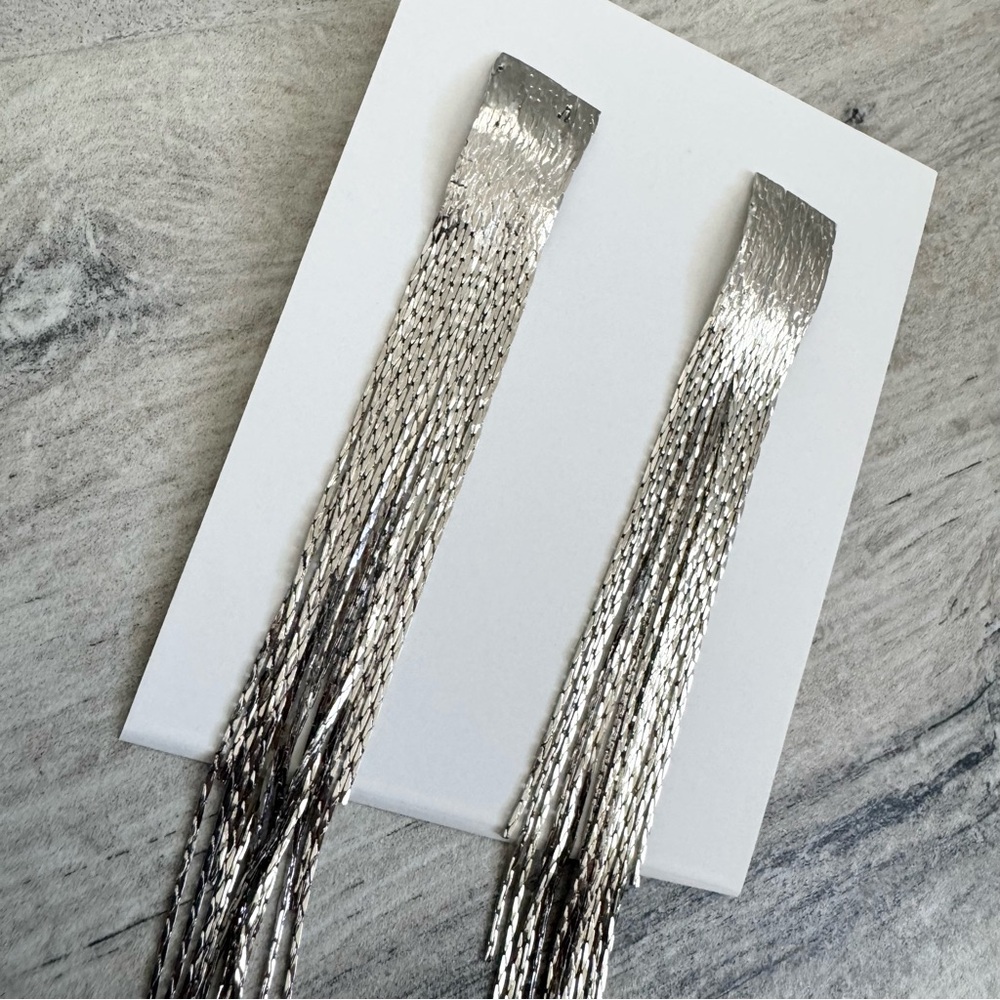 Silver Tassel Earrings - Picture 2 of 2